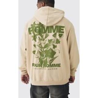 Mens Sand Plus Floral Homme Print Regular Fit Hoodie