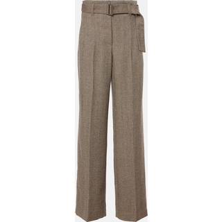 Brunello Cucinelli Herringbone wool-blend wide-leg pants - brown - S