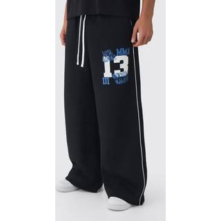 Mens Black Extreme Wide Leg Varsity Piping Jogger