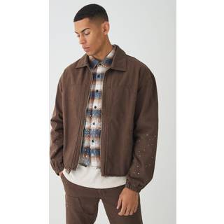 Mens Chocolate Oversized Carpenter Paint Splatter Overshirt