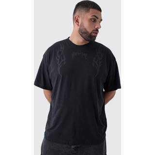 Mens Black Plus Oversized Neck Homme Y2K Print T-Shirt