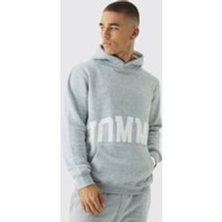 Mens Grey Marl Regular Fit Homme Varsity Graphic Hoodie