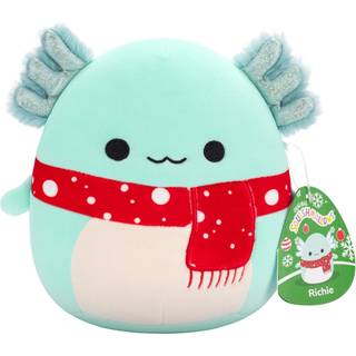 Squishmallows Richie den tealfarvede axolotl med halstørklæde, 7,5 tommer plyss legetøj Juleudgave 2024