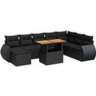 sofasæt til haven 9 dele med hynder polyrattan sort