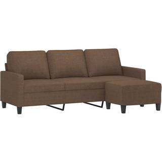3-personers sofa med fodskammel 180 cm stof Brun