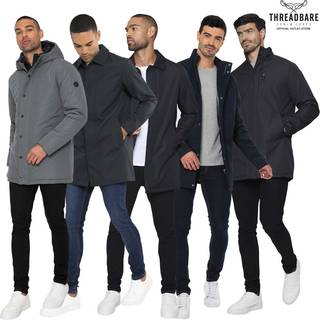 Threadbare Threadbare Navy Blue Showerproof Longline Mac