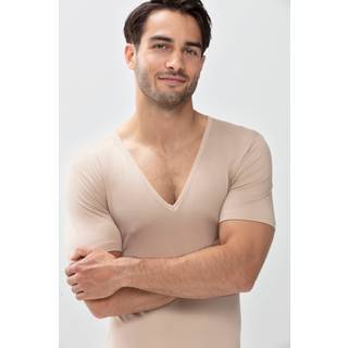 Mey Herren Drunterhemd beige Baumwolle & Mix unifarben Slim Fit