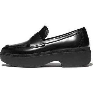 FitFlop FitFlop F-Luma Box Leather Demi Wedge Penny Black Loafers
