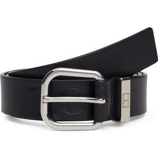 City Debossed Logo Leather Belt