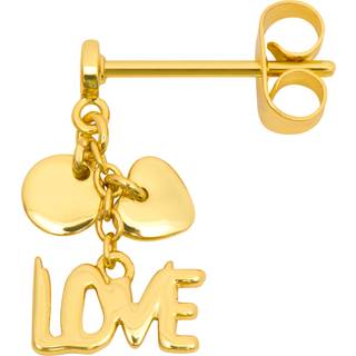Word Love Dangling Ørering, Gold Plated