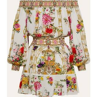 Camilla Floral silk minidress - white - XL