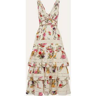 Camilla Floral tiered cotton and silk maxi dress - white - XL