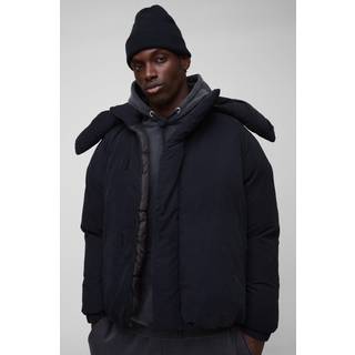 Mens Man Extreme Heavy Padded Hooded Puffer Coat In Black