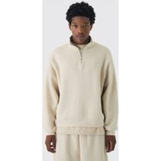 Mens Stone 330GSM Oversized Basic Boxy Funnel Neck Sweatshirt
