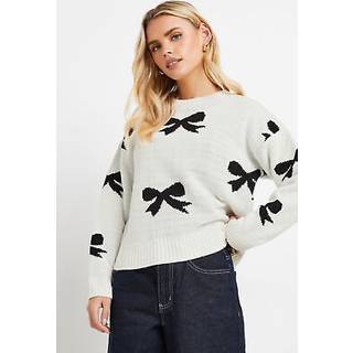 PixieGirl Petite PixieGirl Petite White Bow Heart Jumper