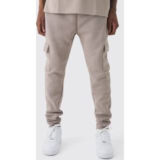 Mens Taupe 330GSM Skinny Basic Cargo Jogger