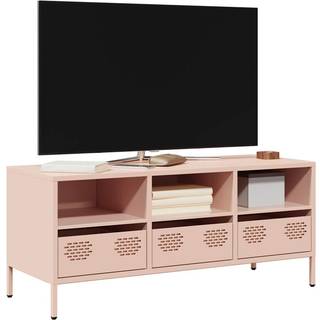 tv-bord 101,5x39x43,5 cm koldvalset stål lyserød
