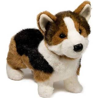 Douglas Kirby trefarvet Corgi-plysdyr - realistisk, 41 cm, med næse af kunstlæder