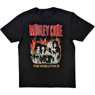 Motley Crue Skjorte Vintage World Tour Flames Unisex Black L