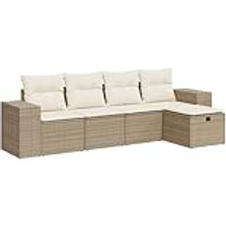 sofasæt til haven 5 dele med hynder polyrattan beige