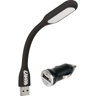 Kortlampe 12V/24V - Med LED & Flexibel Arm - USB Oplader