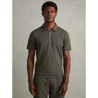 Reiss Albany Textured Zip-Neck Polo-skjorterMiddel