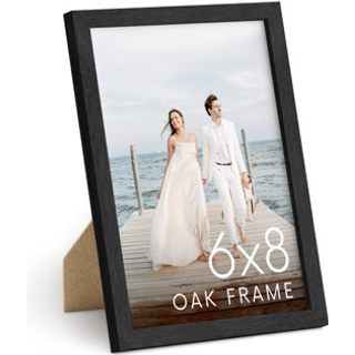 Haus og nuancer 6x8 Black Oak Wooden Picture Frame - 6x8 Poster Frame - Premium Oak Vertical Hang Shatterfabroof Plexiglass - Ideel til Home Room