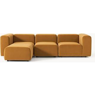 Modulært fløjlssofa Lena (4-sæders) med skammel (venstre/højre)