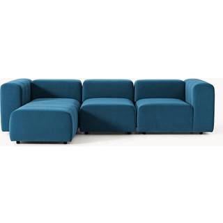 Modulært fløjlssofa Lena (4-sæders) med skammel (venstre/højre)