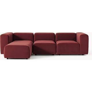 Modulært fløjlssofa Lena (4-sæders) med skammel (venstre/højre)