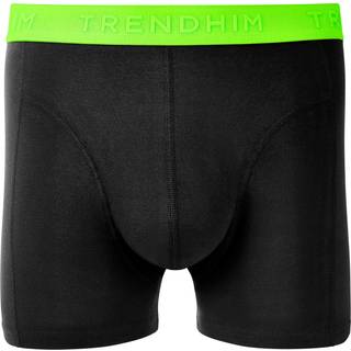 FlexFeel | Sorte Bomulds Boxershorts med Neongrøn Linning