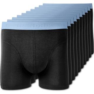 S - FreeFeel | 10-Pak Sorte Bambus Boxershorts m. Lyseblå Linning
