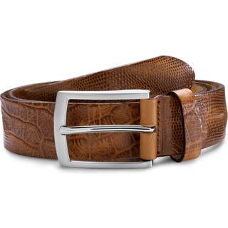 Vincio | Brunt Fuldnarvet Læder Bælte med Alligator Print