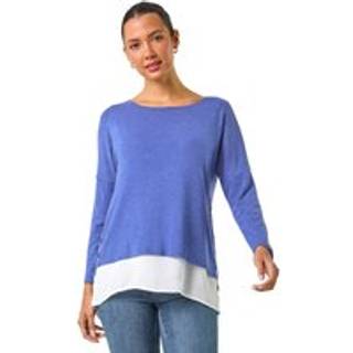 Roman Roman Blue 2-in-1 Contrast Hem Detail Stretch Top