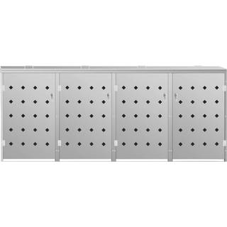 Enkelt Skraldespandsskjuler 240 L Rustfrit Stål - 4 skraldespande