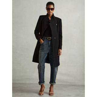 Reiss Reiss Black Maude Wool-Blend Longline Double-Breasted Coat