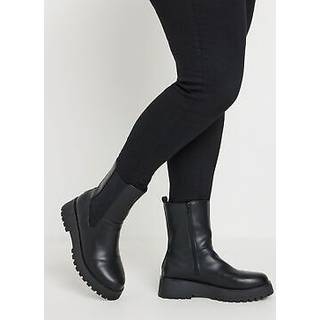 Yours Curve Yours Curve Black Extra Wide Fit Extra Wide Fit Chunky Wedge Chelsea Boots
