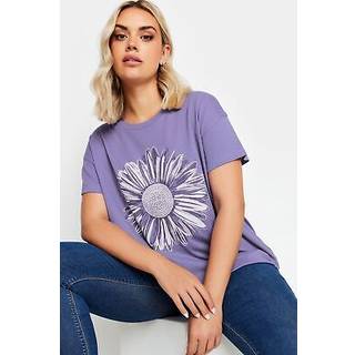 Yours Curve Yours Curve Purple Placement Print T-Shirt
