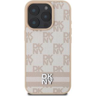 iPhone 16 Pro Max DKNY Ternet Mønster og Stribe Cover - Pink