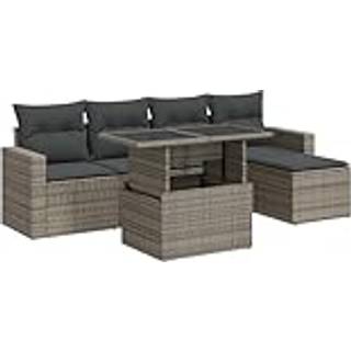 Sofasæt Til Haven 6 Dele Med Hynder Polyrattan - Grå / med opbevaring