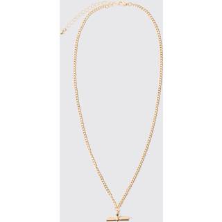 Mens T Bar Pendant Necklace In Gold