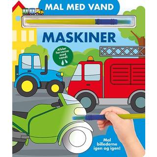 Mal med vand - Maskiner (papbog med pensel - farvelæg igen og igen)