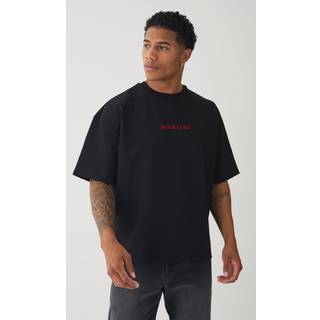 Mens Black Boxy Jersey Twill Monaco Print T-shirt