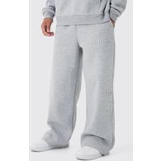 Mens Grey Marl Embossed Worldwide Wide Leg Jogger