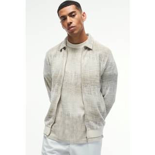 Mens Stone Regular Jacquard Harrington Jacket