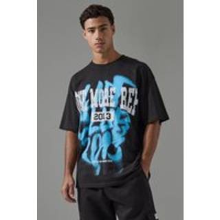 Mens Black Man Active Graffiti One More Rep Oversized T-shirt