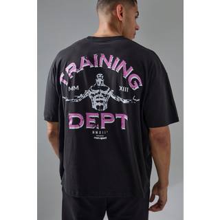Mens Black Man Active Training Dept Oversized T-shirt