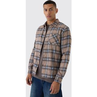 Mens Stone Regular Fit Long Sleeve Check Shirt