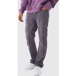 Mens Purple Slim Rigid Flare Pintuck Denim Jeans