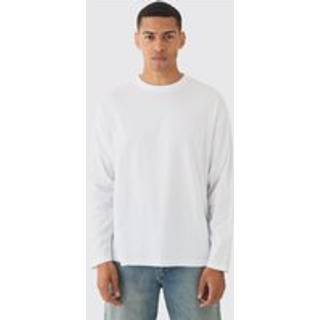 Mens White Oversized Long Sleeve Crew Neck T-Shirt